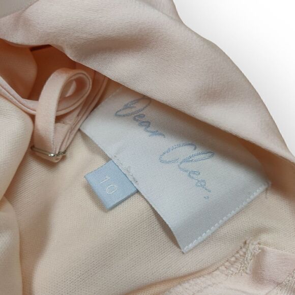 NWT Dear Cleo Pink Champagne lux satin cowl bust strap midi dress size 10 - Picture 7 of 10